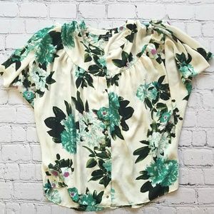 Sami & Jo Button Up Blouse Floral Top Sz Small